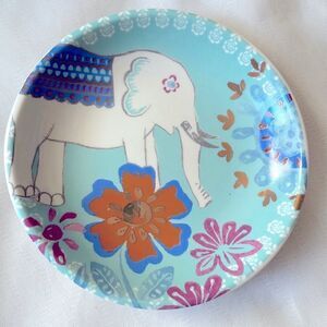 Elephant dish gold accented good luck remover of obstacles